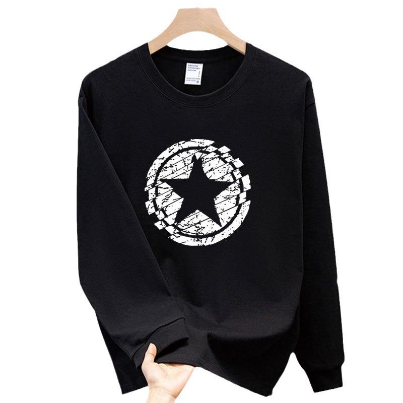 American Heavy Trendy Brand Pure Cotton Printing Men'S Long-Sleeved T-Shirt Spring And Autumn Sweater Casual Round Neck High-End T-Shirt