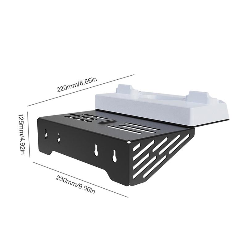 Supporto a Parete con Caricabatterie Doppio per Controller Luce RGB Supporto Caricabatterie in Metallo da Appendere a Parete per PS5 e PS5 Slim Versione a Disco e Digitale
