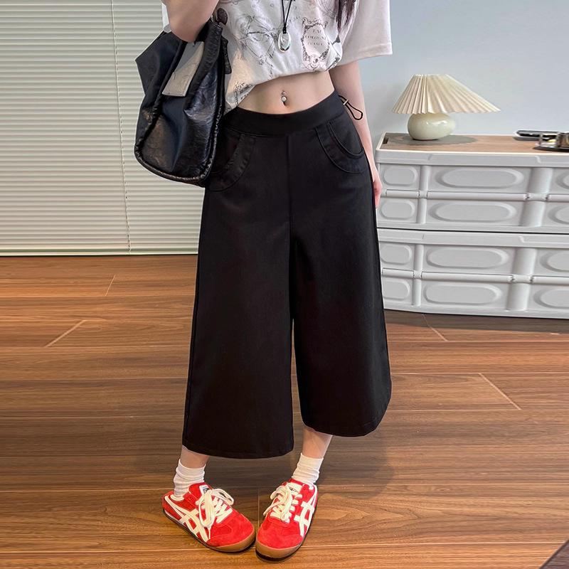 Maternity White Cotton Capri: Summer Cooling 3/4 Length Casual Straight-Leg Denim Pants XL чёрный