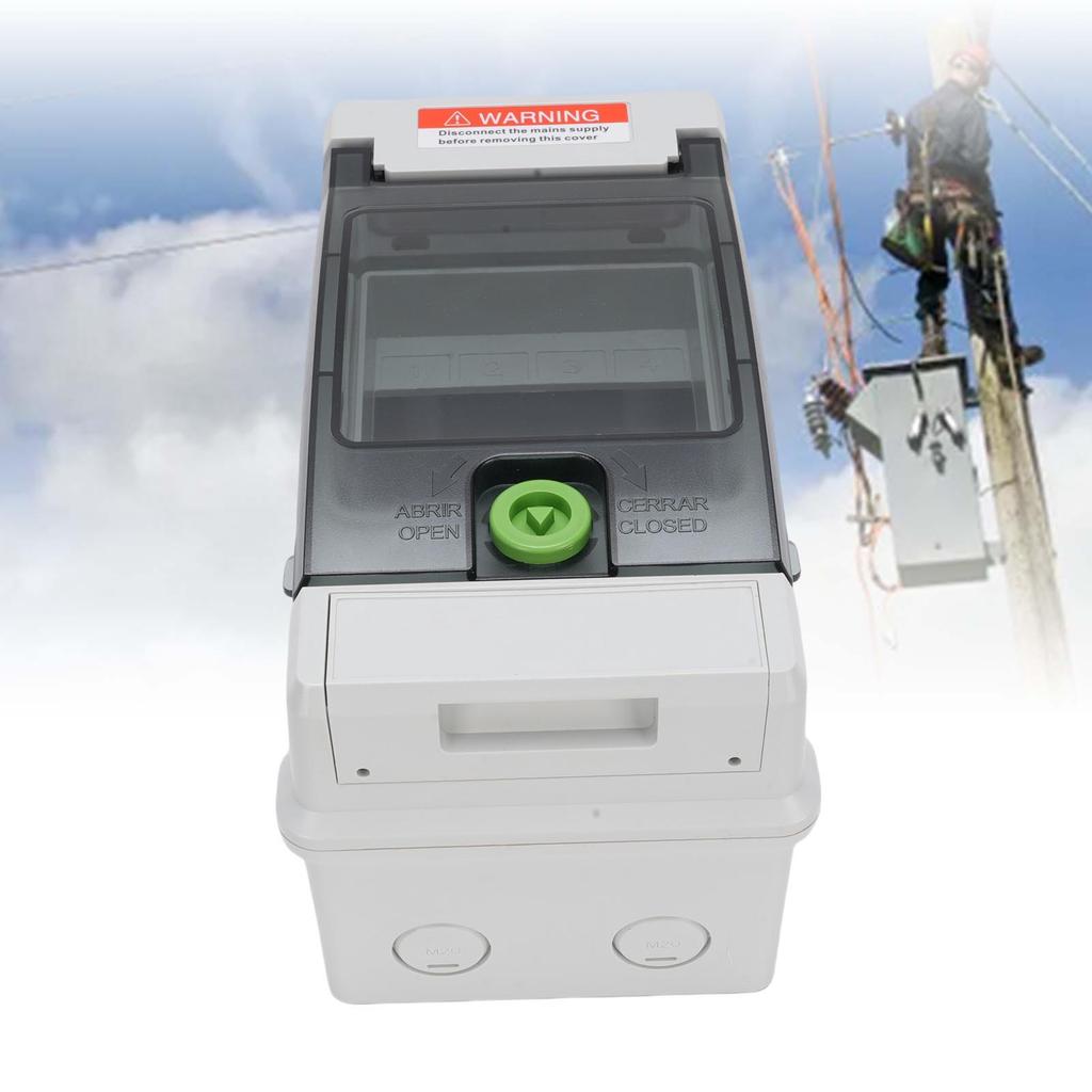 4 Way Circuit Breaker Box, IP66 Rain Proof ABS PC Transparent Cover Miniature Electrical Breaker Box DIN Rail Design Distribution   Box for