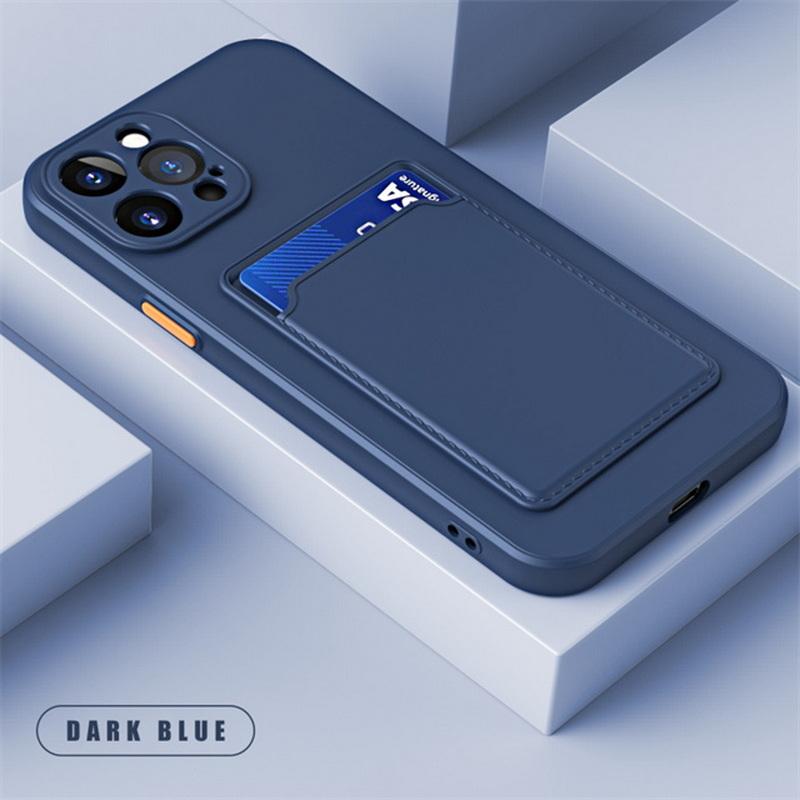 Wallet Card Slot Holder Case For iPhone 16 Plus 15 Pro Max 14 Pro 13 12 11 Soft Candy Color Shockproof TPU Slim Matte Back Cover