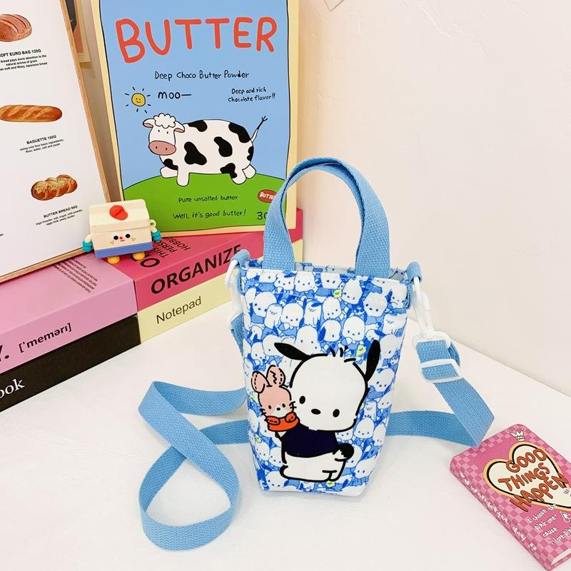 Fashion new children's bag cute girl large capacity water cup canvas bag baby shoulder messenger bag