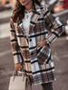 2025 Plaid Woolen Long Overcoat: Autumn/Winter Women's Lapel Outerwear, Single-Breasted Design.