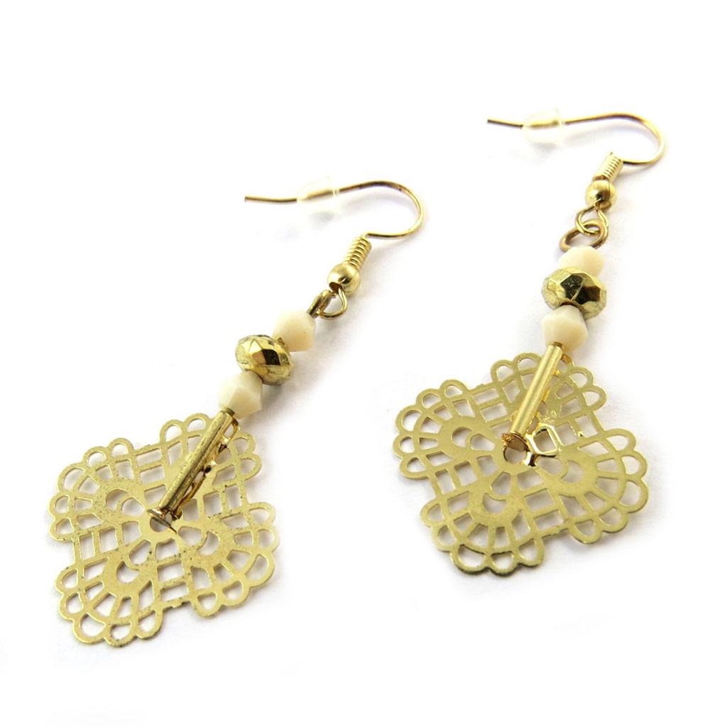 Les Trésors De Lily [N6280] - Beige Gold 'Carmen' Earrings
