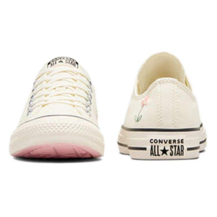 Converse Chuck Taylor All Star Low Embroidered Little Flowers Women Sneakers Cream Egret Black A10149C