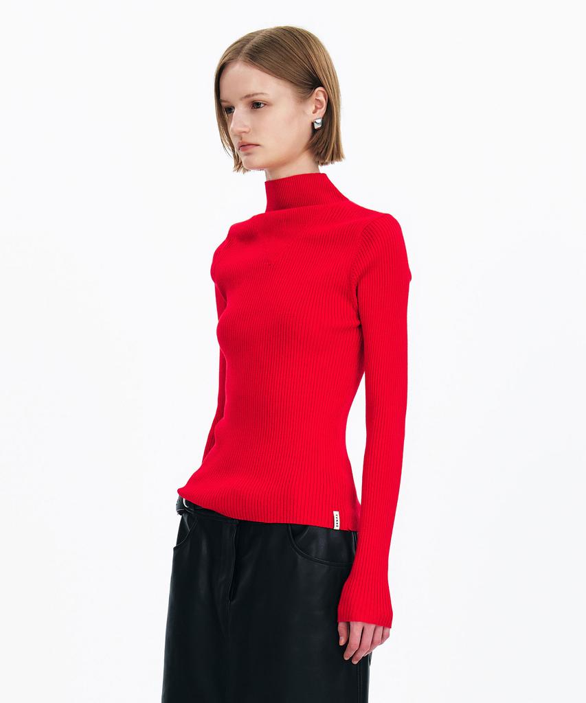 Yunse V-Neck Turtleneck Knit (Red)