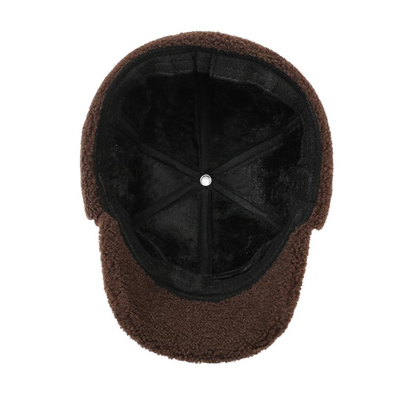 Autumn Winter Woolen Baseball Cap Outdoor Velvet Thick Cap Middle-Aged Men's Warm Ear Protection Bomber Hat