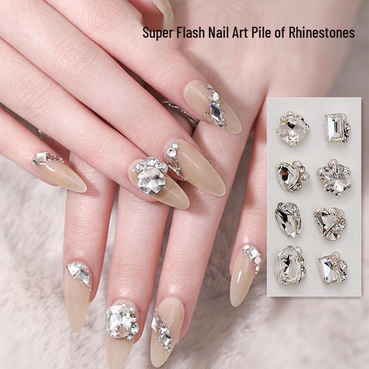 

Internet Celebrity Nail Art: Crystal Diamond Heart & Oval Square Decorations
