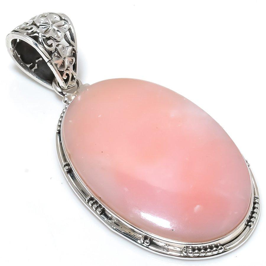 Natürlicher rosa Opal Edelstein handgefertigt 925 Sterling Silber Anhänger 2,50" G7i46