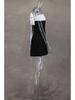 One-Shoulder Black & White A-Line Dress with Bow - Waist-Defining Design, Spring/Summer