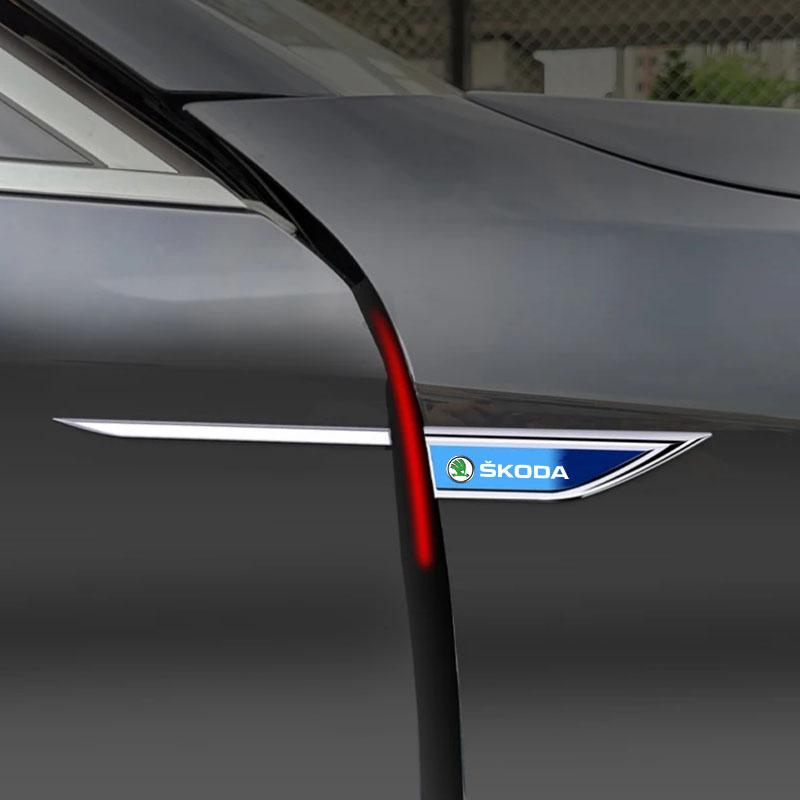 YCGG5 2Pcs Car Door Fender Side Blade Badge Car Body Protective car Metal Sticker For Skoda VRS Octavia FABIA KODIAQ RAPID SUPERB