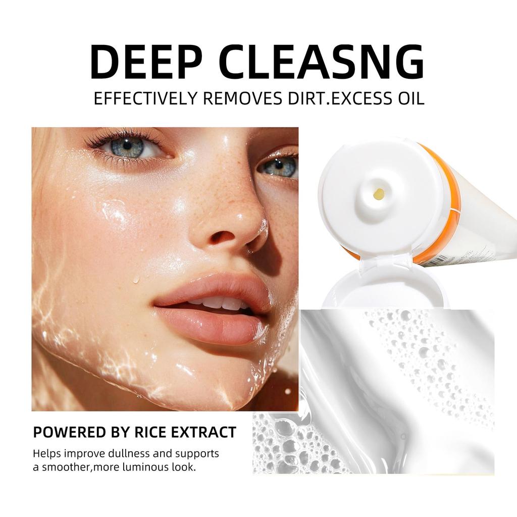 BOB Rice Amino Acid Facial Cleanser Moisturizing Oil Control Deep Cleansing Gentle Non-irritating Ladies Cleanser