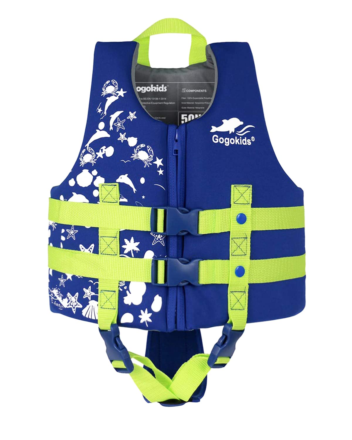 

Gogokids Kids Life Jacket with Crotch Strap, Floating Vest, Buoyancy Support, Swim Vest, CE Certified, for Swimming Practice, Fishing, River Play, Wa