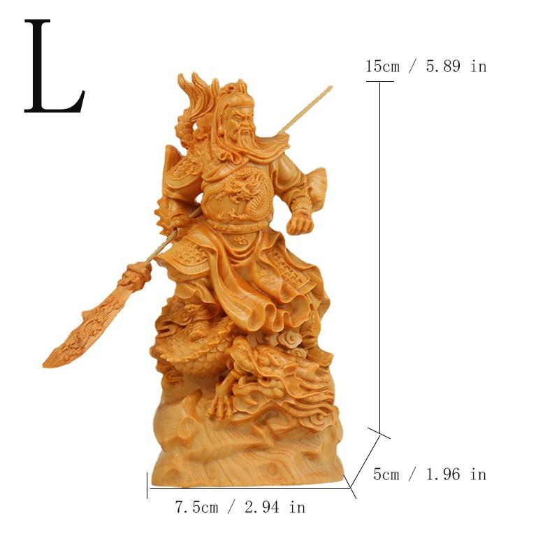 Natural Cypress  Nine Dragons Guan Gong Statue Wealth God Guan Gong  Chinese style home, room, office, and character decorations