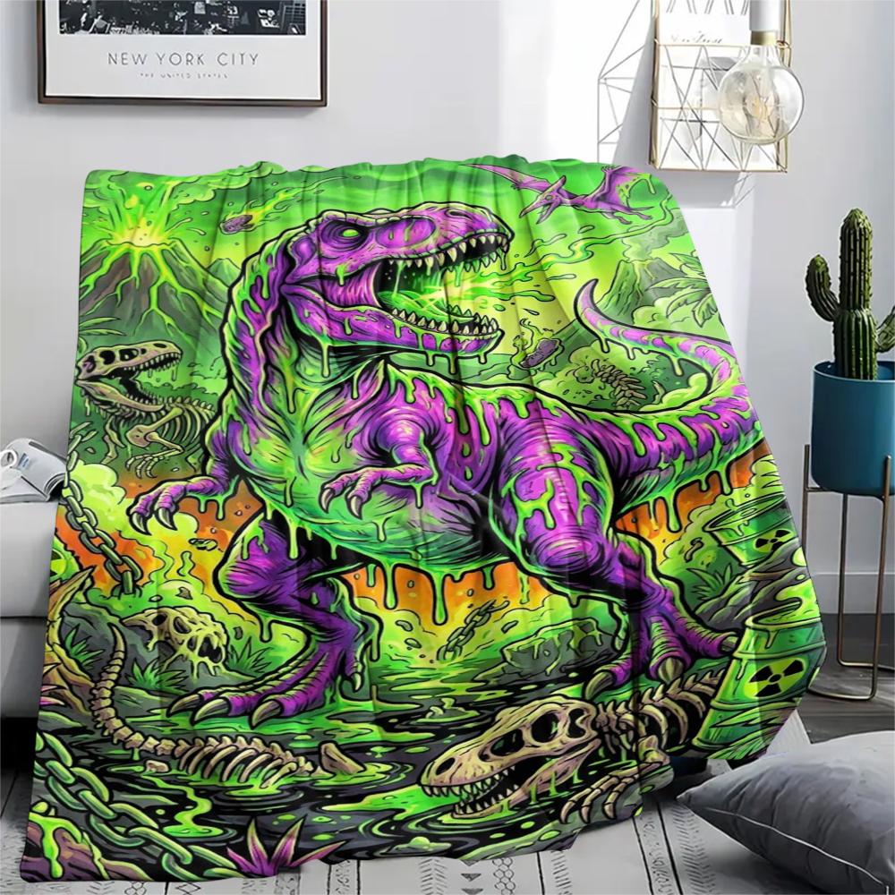 Dragon Elephant Dinosaur Print Flannel Blanket,High quality Comfortable for All Seasons,Home Decor,Warmth and Comfort,Perfect for Christmas Gifts