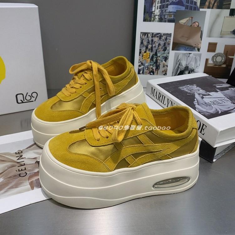 Spring and summer muffin bottom versatile breathable sardine cloth heightened thick-soled German training women's shoes ultra-light