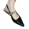 Fashion Crystal Women Sandals Flats Pointed Toe Luxury Shoes Fashion Elegant Dress Slippers 2025 Summer Woman Slides Sexy Zapatos Mujer