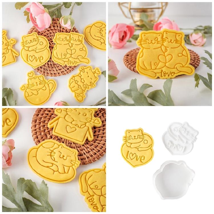 Cookie Molds Cat Shaped Valentine's Day Cookie Cutters Easy to Use Baking Gadget