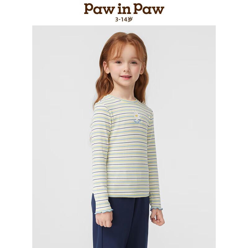 PawinPaw Girls  Cartoon Bear Striped Long-Sleeve T-Shirt 120