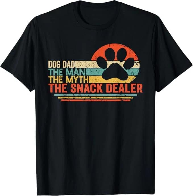 Vintage Dog Dad The Man The Myth Snack Dealer Father Day T-Shirt M