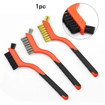 Perie de curățare industrială de 7 inci, alamă, nailon, sârmă din oțel inoxidabil, perie cu peri duri, pentru îndepărtarea ruginei, perie de curățare, unelte de mână