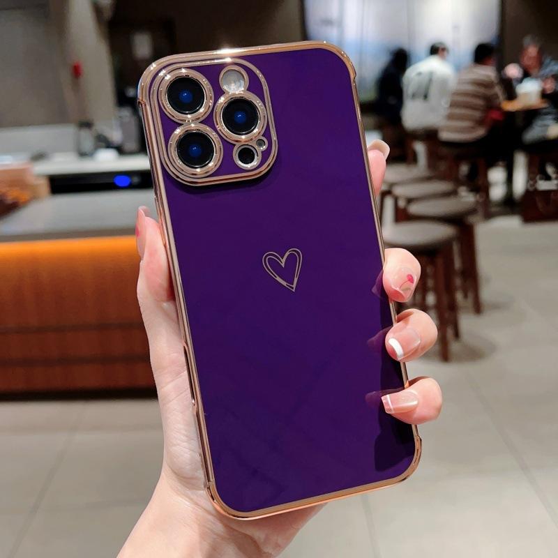 

For IPhone 16 Promax Plated Love Wave Phone Case for Apple 15 Anti Drop 14 Protective Cover For iPhone7P/8P