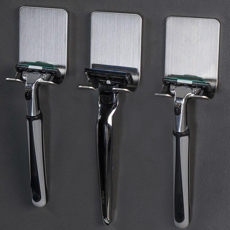 Stainless Steel Razor Holder Shaving Shaver Shelf Bathroom Viscose Wall Adhesive Storage Rack Hanger