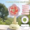 Kleiner Tischventilator mit Bürstenmotor Starker Luftstrom Geräuscharm USB Wiederaufladbar Blumenförmiger Luftkühlventilator
