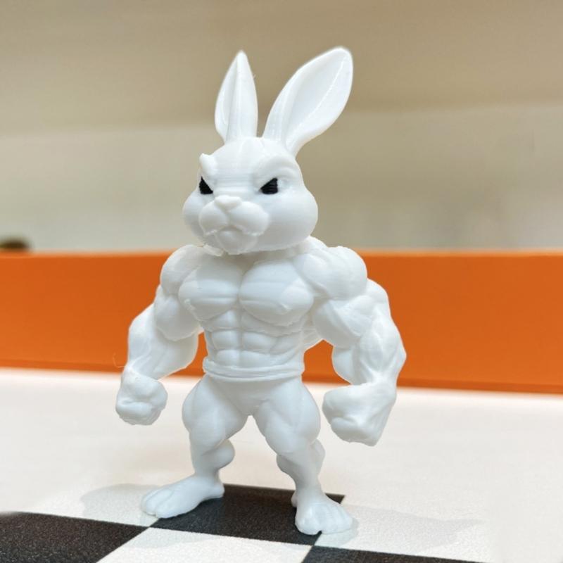 3D Printed Muscle Bunnies Figurine Muscular Rabbit Statue Animal Sculpture Decorative Ornament Collectibles Home Decors