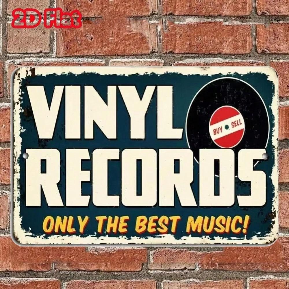 

Rustic Vintage Metal Sign Vinyl Records Only The Best Music Home Wall Decor 20x30 разноцветный