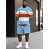 Large Men's Summer Casual Sportswear Set with Round Neck T-shirt and Shorts