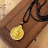 Niche Sand Gold Round Plate Yellow Dzambala Pendant - Unisex Alloy Peaceful Ornament