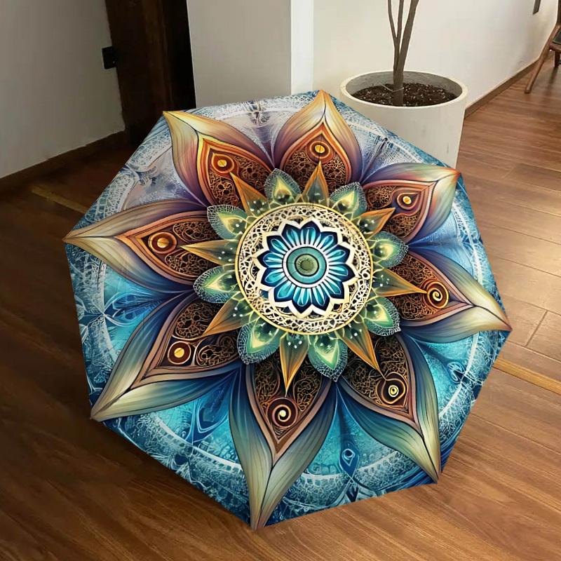 

1pc Mandala Artwork Automatic Open/Close Umbrella, Folding Compact Umbrella with Lightweight Design for Women/Men yy251011089