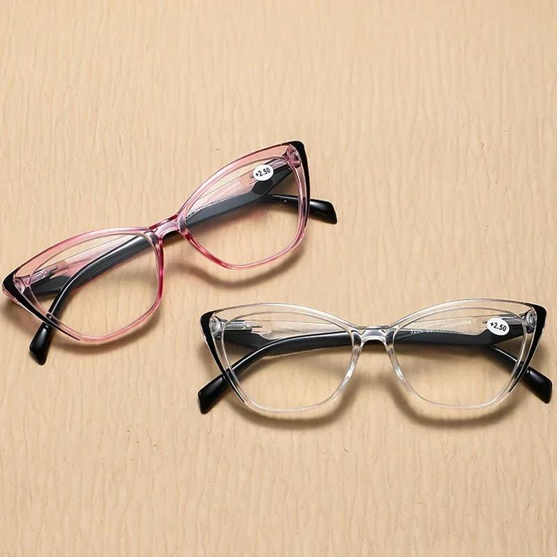 Fashionable Cat Eye Presbyopia Eyeglasses Ultra Light Comfortable Men Ladies Anti Blue Light Eye Protection Glasses +10 To +40 +1.0 +4.0