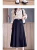 Pleated Midi A-line Skirt with Invisible Zipper & Belt