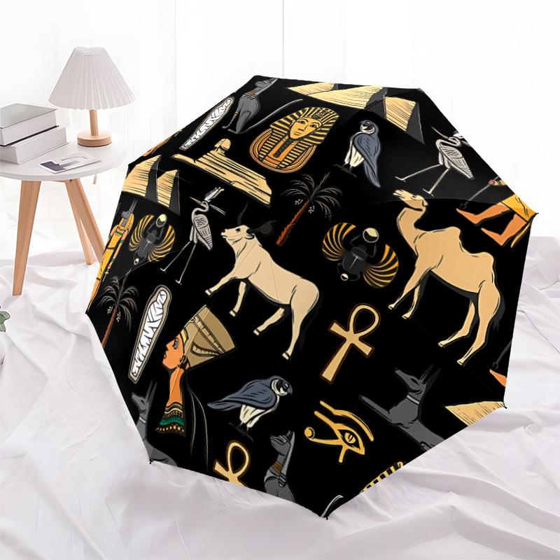 1pc Egyptian Symbols Open/Close Folding Umbrella, All- Portable Umbrella for & Men, Stylish Accessory (Holiday Gift) 8-Rib Yy251213147
