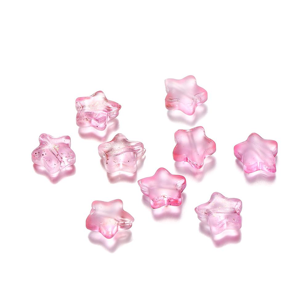 30pcs 8mm Colorful Five-pointed Star Glass Beads Loose Spacer Beads for DIY Handmade Jewelry Making Bracelet Accessories