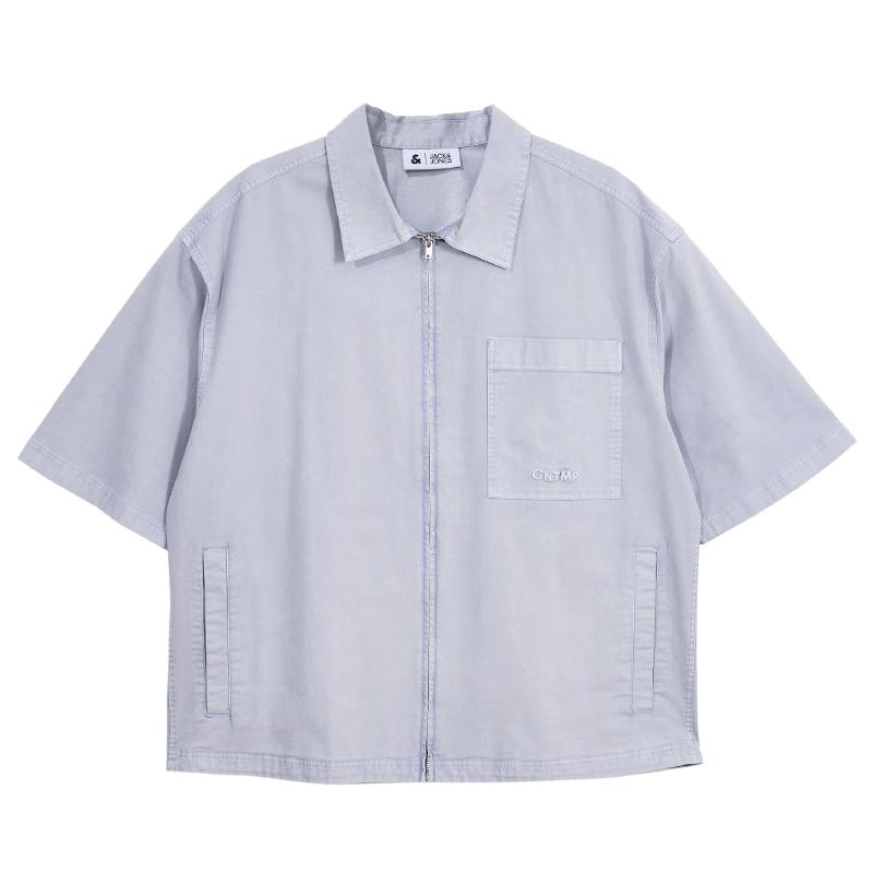 JACK&JONES Men s Loose Fit Stand Collar Short Sleeve Casual Shirt S