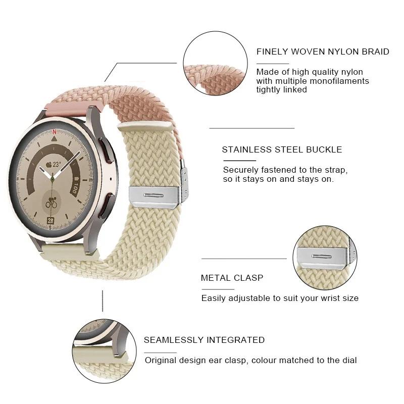 20mm/22mm Strap for Samsung Galaxy watch 6 4 5 pro active 2 Gear S3 braided solo loop bracelet correa Huawei watch GT 2 3 band
