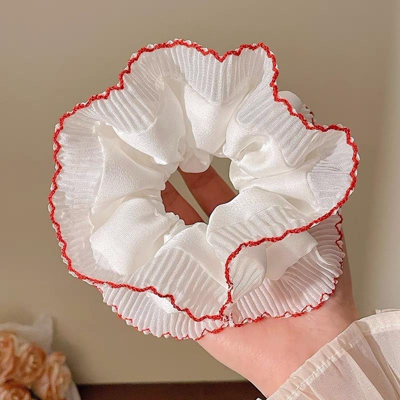 

1 шт. французское милое кружево кольцо для волос в виде толстой кишки, высококлассный нишевый дизайн двойное кружево резинка для волос девушка универсальные аксессуары для волос