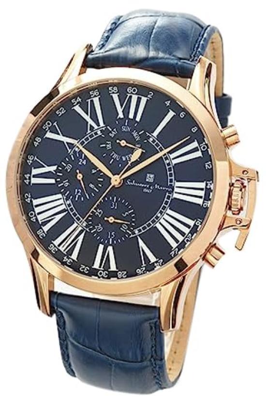 Genuine Salvatore Marra Salvatore Marra waterproof for daily date and day leather strap PGBL watch, SM23101-PGBL, use, display,