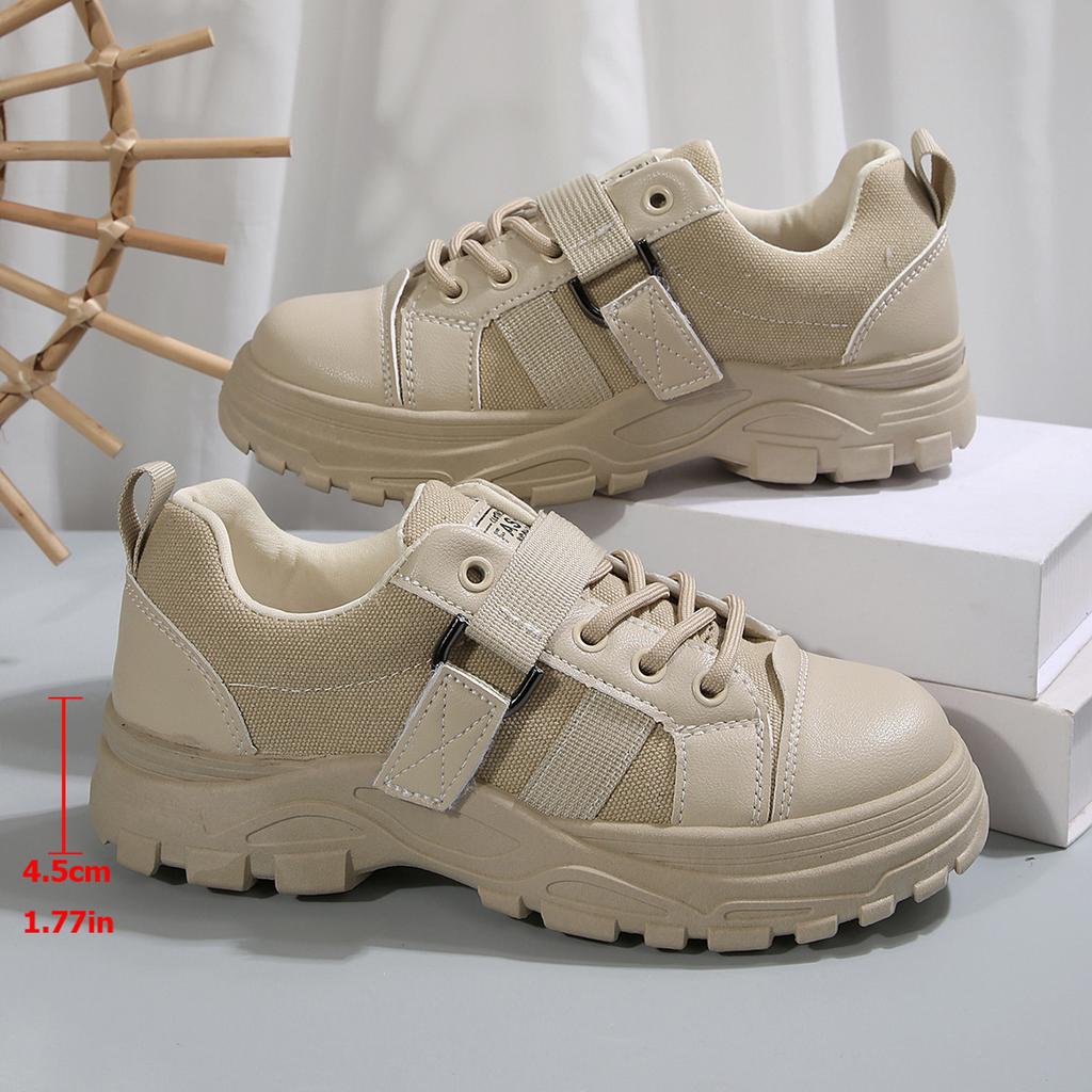 Large size 2025 new spring dad shoes women's trend fashion breathable sports shoes solid color platform single shoes women