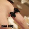 Women Fashion Vintage Cute Black Rhinestone Butterfly Bow Rings Jewelry Accessories