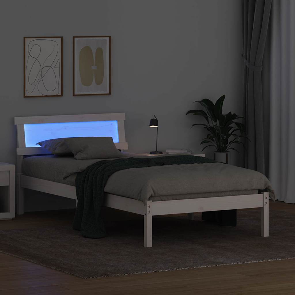 White Bed Frame with Headboard 80 x 200 cm Solid Pine Wood