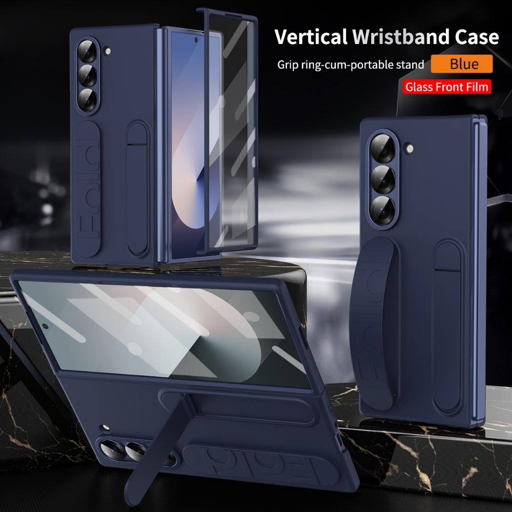 Fold6 Wristband WIth Kickstand Glass Film Phone Case for Samsung Galaxy Z Fold 6 Fold6 5G Holder  Hard Shell Shockproof Cover