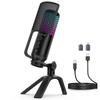 ZealSound USB Конденсаторний Мікрофон RGB Підсвітка Plug and Play Регулювання Посилення Функція Вимкнення Звуку Моніторинг через Навушники Підходить для Подкастингу Стрімінгу