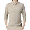 Men's Solid Color Lapel Business Casual Long Sleeved T-shirt Versatile Top