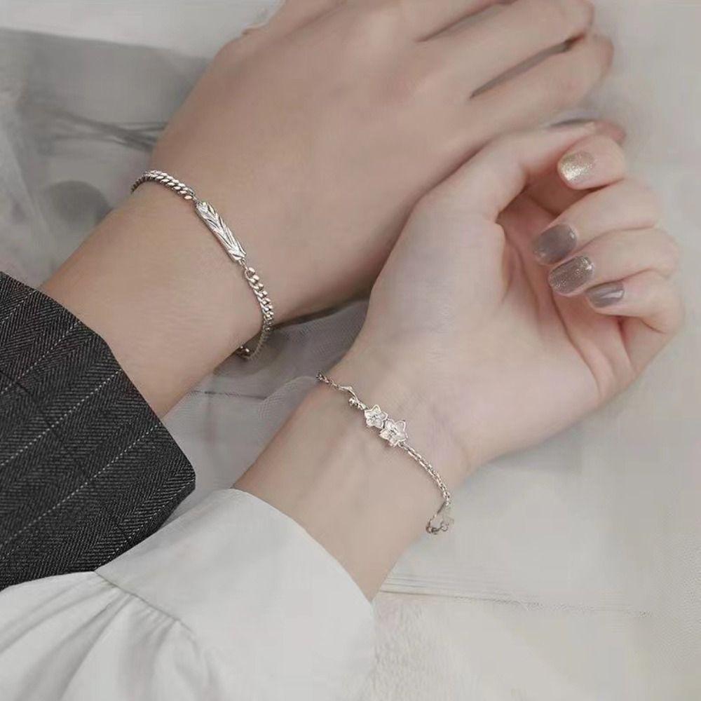 Valentine's Day Simple Thin Bracelet Flower Couple Bangle Temperament Lovers Bracelet  Girls