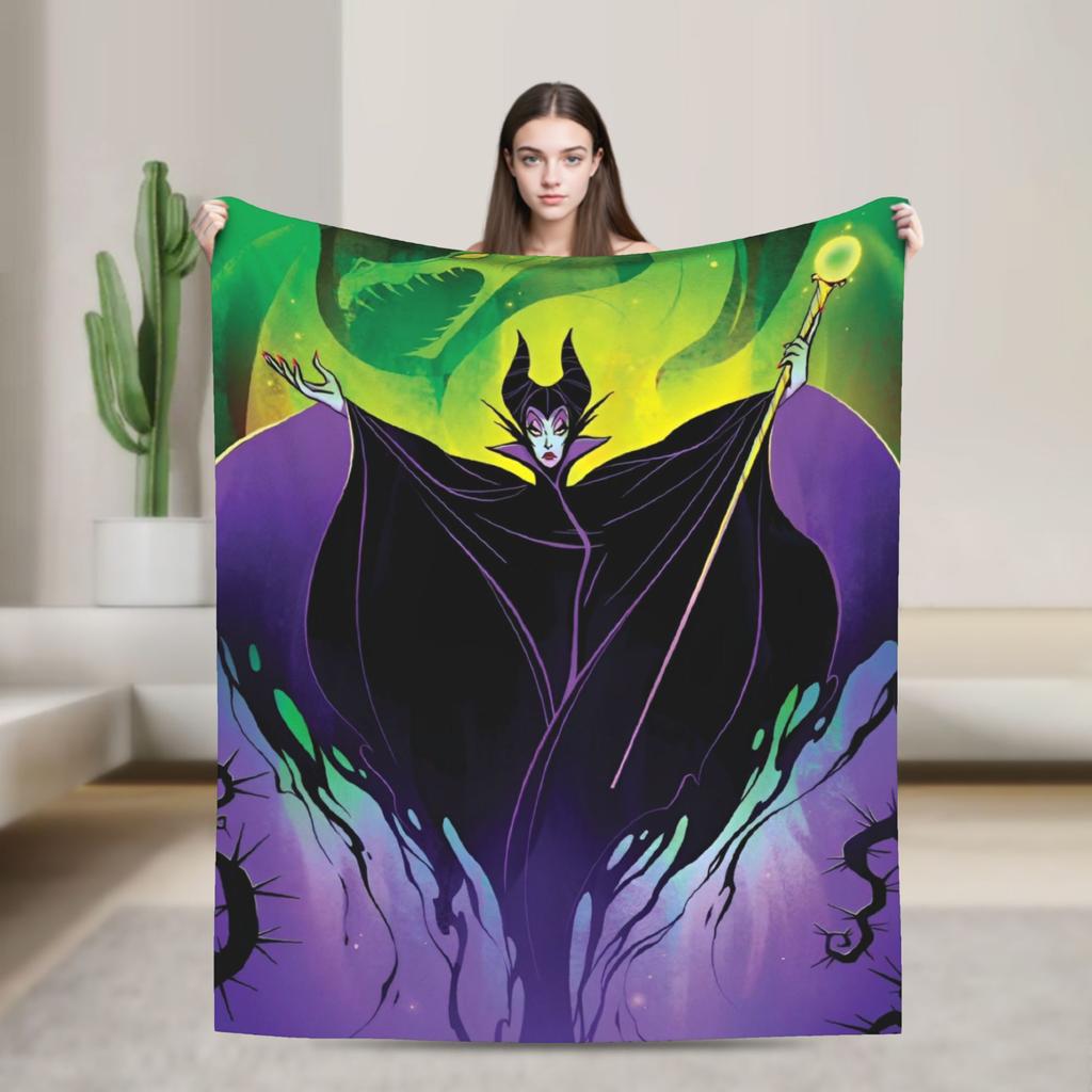 Sleeping Beauty Maleficent Villain Velvet Throw Blankets Bad Witches Blankets for Home Travel Lightweight Thin Outdoor Portable