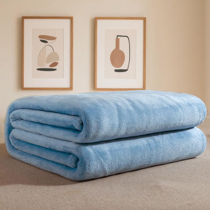 Solid Color Coral Fleece Blanket Winter Flannel Bed Sheet Four Seasons Universal Office Nap Throw Blanket